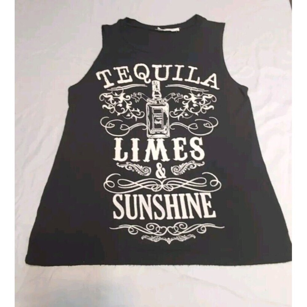 U Love Closet Los Angeles Women Gray Tank Top XS Tequila Limes & Sunshine